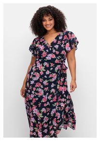 Damen Chiffonkleid "Große Größen", blau, feminin, Gr. 50, sheego by Joe Browns, gemustert, Obermaterial: 100% Polyester;Futter: 100% Polyester,
