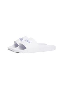 Tommy Hilfiger Herren Pantolette "HILFIGER PRINT TUMBLE POOL SLIDE", Gr. 39, weiß, Lederimitat, sportlich, Schuhe, Hausschuh, Sommerschuh,