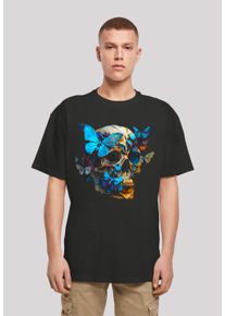 F4NT4STIC Herren T-Shirt "Schmetterling Skull OVERSIZE TEE", schwarz, casual, Gr. 4XL, Obermaterial: 100% Baumwolle, Shirts, Print