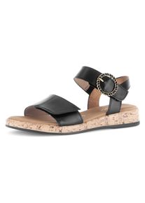 Gabor Damen Keilsandalette "RHODOS", Gr. 37, schwarz, Kalbsleder, unifarben, klassisch, Schuhe, Riemchensandale, Komfortschuh, Sommerschuh mit