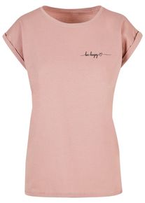 Merchcode Herren T-Shirt "Merchcode Damen Ladies Be Happy T-Shirt", rosa, casual, Gr. XL, bedruckt, 100% Baumwolle, Shirts