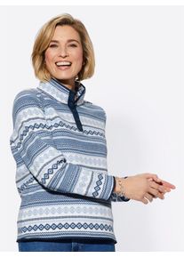CLASSIC Damen Fleeceshirt "Fleece-Shirt", blau, Gr. 40, gemustert, mehrfarbig, Norwegermuster, bedruckt, 100% Polyester, Shirts