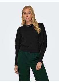 Only Damen Rundhalspullover "ONLMELITA L/S O-NECK PULLOVER KNT NOOS", schwarz, modisch, Gr. XS, unifarben, Strick, Obermaterial: 100% Polyester,