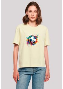 F4NT4STIC Damen T-Shirt "Bunte Fußball Grafik", gelb, casual, Gr. L, Obermaterial: 100% Baumwolle, Shirts, Premium Qualität