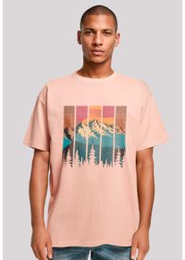 F4NT4STIC Herren T-Shirt "Berg Sonnenuntergang Retro", gelb, casual, Gr. M, Obermaterial: 100% Baumwolle, Shirts, Premium Qualität