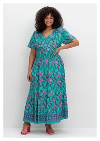 Damen Maxikleid "Große Größen", blau, feminin, Gr. 58, sheego by Joe Browns, gemustert, Obermaterial: 100% Viskose (LENZING ECOVERO), Kleider, mit