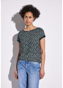 Street One Damen T-Shirt, blau, casual, Gr. 34, bedruckt, Stoff, 95% Viskose, 5% Elasthan, Shirts, mit Elastiksaum