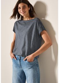 Cecil Damen T-Shirtvolcanic grau, casual, Gr. M, unifarben, washed, Jersey, Obermaterial: 100% Baumwolle, Shirts, mit Knopfdetail