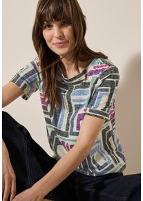 Cecil Damen T-Shirt, weiß, casual, Gr. XXL, bedruckt, Jersey, Obermaterial: 65% Polyester, 35% Viskose, Shirts, mit Print und Burn-Out-Optik