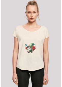 F4NT4STIC Damen T-Shirt "Gnom Frühling Blumen Schmetterling", weiß, casual, Gr. XXL, Obermaterial: 100% Baumwolle, Shirts, Premium Qualität