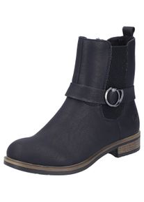 Rieker Damen Winterstiefelette, Gr. 37, schwarz, Lederimitat, Elastischer Einsatz, unifarben, klassisch, Schuhe, Chelseaboots, Boots, Blockabsatz,