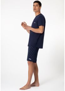 Fila Herren Shorty "MAN JERSEY PYJAMAS", Gr. L, blau, Jersey, Obermaterial: 100% Baumwolle, unifarben, modisch, Homewear-Sets, Hose gepunktet mit