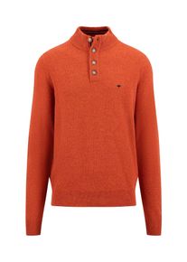 Fynch-Hatton Herren Troyer, orange, casual, Gr. M, unifarben, Strick, Obermaterial: 80% Wolle, 20% Polyamid, Pullover, aus Woll-Mix, mit Troyer-Kragen