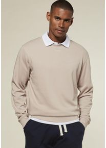 Kangaroos Herren Sweatshirt "mit coolem Rippeinsatz am Ausschnitt vorn", beige, sportlich, Gr. S, unifarben, angeraute Sweatware, Obermaterial: 60%