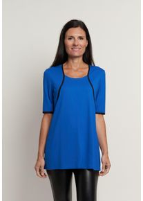Seidel Moden Damen T-Shirtblau,65, casual, Gr. 52, kontrastfarbene Details, Jersey, Obermaterial: 95% Viskose, 5% Elasthan, Shirts, mit