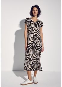 Street One Damen Midikleid, schwarz, casual, Gr. 40, bedruckt, Stoff, 73% Viskose, 24% Polyester, 3% Elasthan, Kleider, mit allover Print