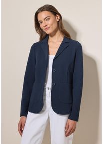 Cecil Damen Kurzblazer, blau, casual, Gr. XS, unifarben, Stoff, 65% Polyester, 30% Viskose, 5% Elasthan, Blazer, mit Reverskragen