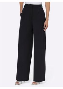 Heine Damen Bundfaltenhose, schwarz, Gr. 50, unifarben, 69% Polyester, 23% Viskose, 8% Elasthan, Hosen