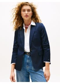 Tommy Hilfiger Damen Kurzblazer "COTTON SLIM BLAZER", blau, casual, Gr. 36, unifarben, Web, Obermaterial: 65% Baumwolle, 33% Lyocell, 2% Elasthan,