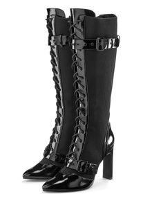 Damen High-Heel-Stiefel "Schnürstiefel mit elastischem Schaft", LASCANA Belle Affaire, Gr. 41, schwarz, Obermaterial: 50% Polyurethan, 50%