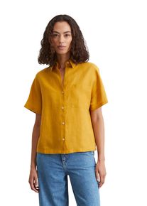 Marc O'Polo MARC O'POLO Damen Kurzarmbluse "aus leichter Qualität", gelb, elegant, Gr. 38, unifarben, Obermaterial: 100% Leinen, Blusen