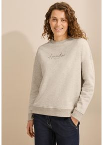 Cecil Damen Sweatshirtpearl beige melange, casual, Gr. L, unifarben, Web, pearl beige melange: 56% Polyester, 44% Baumwolle; iced neon green: 65%