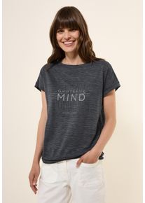 Cecil Damen T-Shirtvolcanic grau, casual, Gr. M, bedruckt, Web, Stoff, 50% Polyester, 50% Baumwolle , Shirts, mit U-Boot-Ausschnitt