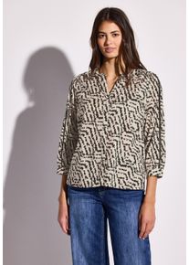 Street One Damen Hemdblusemoonstone sand, casual, Gr. 38, animal-print, Web, 100% Baumwolle, Blusen, mit 3/4 Ärmeln