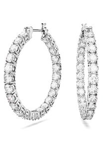 Swarovski Damen Paar Creolen "Matrix, Rundschliff, 5647446, 5647715", Metall, silber, Metall, Ohrringe, mit Swarovski Kristall