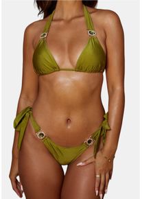 MODA MINX Damen Triangel-Bikini-Top "Amour Triangle", grün, Gr. M, unifarben, 82% Polyamid, 18% Elasthan, Bikini-Oberteile, mit stilvollem Steinbesatz