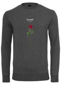 MisterTee Herren Rundhalspullover "MisterTee Herren Lost Youth Rose Crewneck", grau, casual, Gr. XS, unifarben, 60% Baumwolle, 40% Polyester, Pullover
