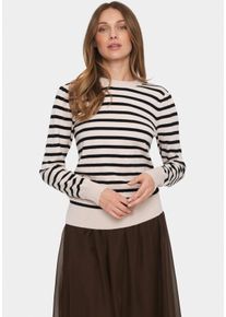 Saint Tropez Damen Rundhalspullover "FikamSZ LS", schwarz, modisch, Gr. S, gestreift, Strick, Obermaterial: 52% Viskose, 28% Polyester, 20%