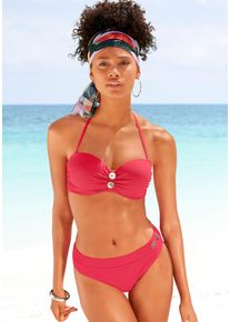 Vivance Damen Bügel-Bandeau-Bikini, rot, Gr. 34, Polyamid, Bikini-Sets, mit edlen Zierknöpfen