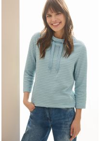 Cecil Damen 3/4-Arm-Shirtcool salvia grün, casual, Gr. XXL, Strukturmuster, Jersey, Obermaterial: 84% Baumwolle, 15% Polyester, 1% Elasthan, Shirts,