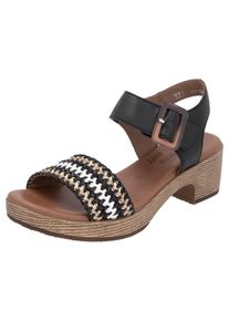 Remonte Damen Sandalette, Gr. 42, schwarz-weiß, Glattleder, Lederimitat, Flechtoptik, feminin, Schuhe, Blockabsatz, Plateau, Sandale, Sommerschuh mit