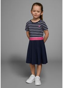 Kangaroos Mädchen Jerseykleid "für kleine Mädchen", blau, modisch, Gr. 92, geringelt, mehrfarbig, Jersey, Obermaterial: 95% Baumwolle, 5% Elasthan,