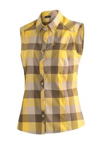 Maier Sports Damen Funktionsbluse "Sana sleeveless", gelb, Gr. 38, 97% Polyester, 3% Elasthan, Blusen, ärmellose Damen Bluse, atmungsaktive Karobluse