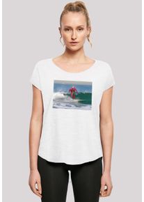 F4NT4STIC Damen T-Shirt "Long Cut T-Shirt 'Batman TV Serie Joker Surfing'", weiß, casual, Gr. XS, Obermaterial: 100% Baumwolle, Shirts, Damen,Premium