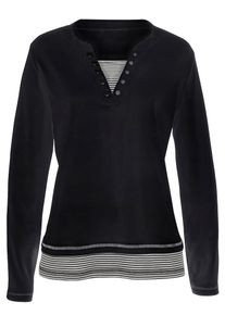 Inspirationen Damen 2-in-1-Langarmshirt "Shirt", schwarz, Gr. 38, unifarben, gemustert, gestreift, 100% Baumwolle, Shirts