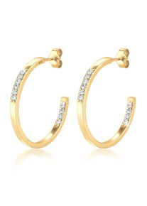 Elli Damen Paar Creolen "Creolen mit Glas Kristallen Weiß 925 Sterling Silber", OneSize,mit Steinen, Silber 925 (Sterlingsilber), gold, Silber 925