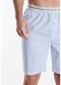 Tom Tailor Herren Bermudas "Dakota", Gr. 56, blau, Popeline, Obermaterial: 100% Baumwolle, casual, Hosen, gestreift, seitliche Taschen, Logobund