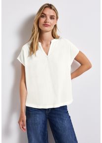 Street One Damen Kurzarmbluse, weiß, casual, Gr. 34, unifarben, Web, Obermaterial: 100% Viskose, Blusen, Split Neck