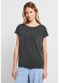 Street One Damen T-Shirt, grau, casual, Gr. 46, unifarben, Stoff, 70% Modal, 30% Polyester, Shirts, mit Seitlichen Einschlitzen am Saum