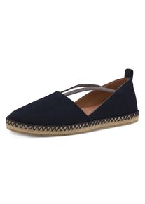 Tamaris Damen Espadrille, Gr. 37, blau, Ziegenveloursleder, unifarben, modisch, Schuhe, Plateau, Sommerschuh, Flats, Schlupfschuh mit Touch