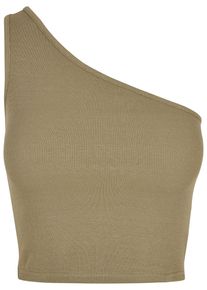 Urban Classics Herren Muskelshirt "Urban Classics Damen Ladies Cropped Asymmetric Top", grün, casual, Gr. XXL, unifarben, 97% Baumwolle, 3% Elasthan,