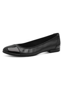 Tamaris Damen Ballerina, Gr. 37, schwarz, Leder, Lederimitat, klassisch, Schuhe, Blockabsatz, Businessschuh, Schlupfschuh mit Elastikeinfass