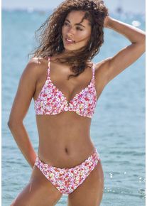 Lascana Damen Bügel-Bikini-Top "Jasmin", rot, Gr. 38, floral, Microfaser, Bikini-Oberteile, mit Wattierung und im Blümchen-Design