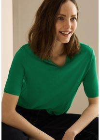 Cecil Damen T-Shirt, grün, casual, Gr. S, unifarben, Jersey, Obermaterial: 50% Baumwolle, 50% Modal, Shirts, im Tunika-Look