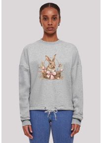 F4NT4STIC Damen Sweatshirt "Osterhasen Korb Dekor", grau, casual, Gr. S, Obermaterial: 65% Baumwolle, 35% Polyester, Sweatshirts, Premium Qualität