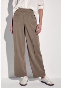 Street One Damen Stoffhose, beige, casual, Gr. 40, unifarben, Stoff, 61% Viskose, 32% Polyamid, 7% Elasthan, Hosen, High Waist